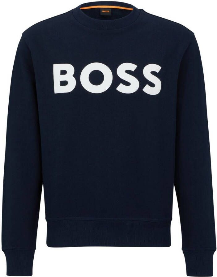 Hugo Boss Katoenen Hoodless Sweatshirt Lente Zomer Collectie Blue Heren