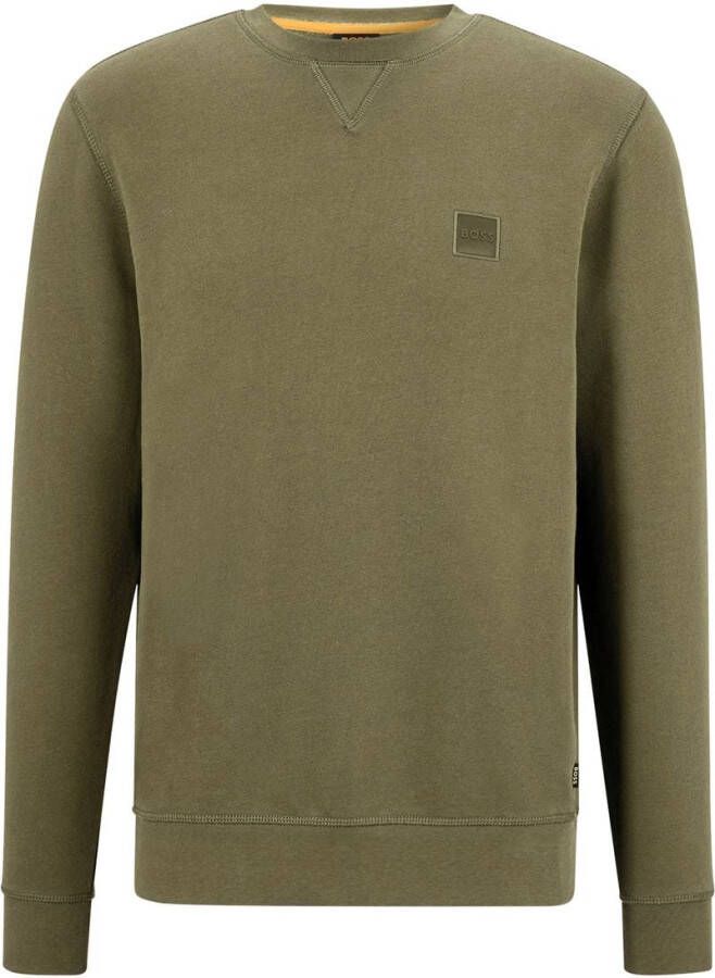 Hugo Boss Groene Westart Trui Beige Ronde Hals Slim Fit Beige Heren