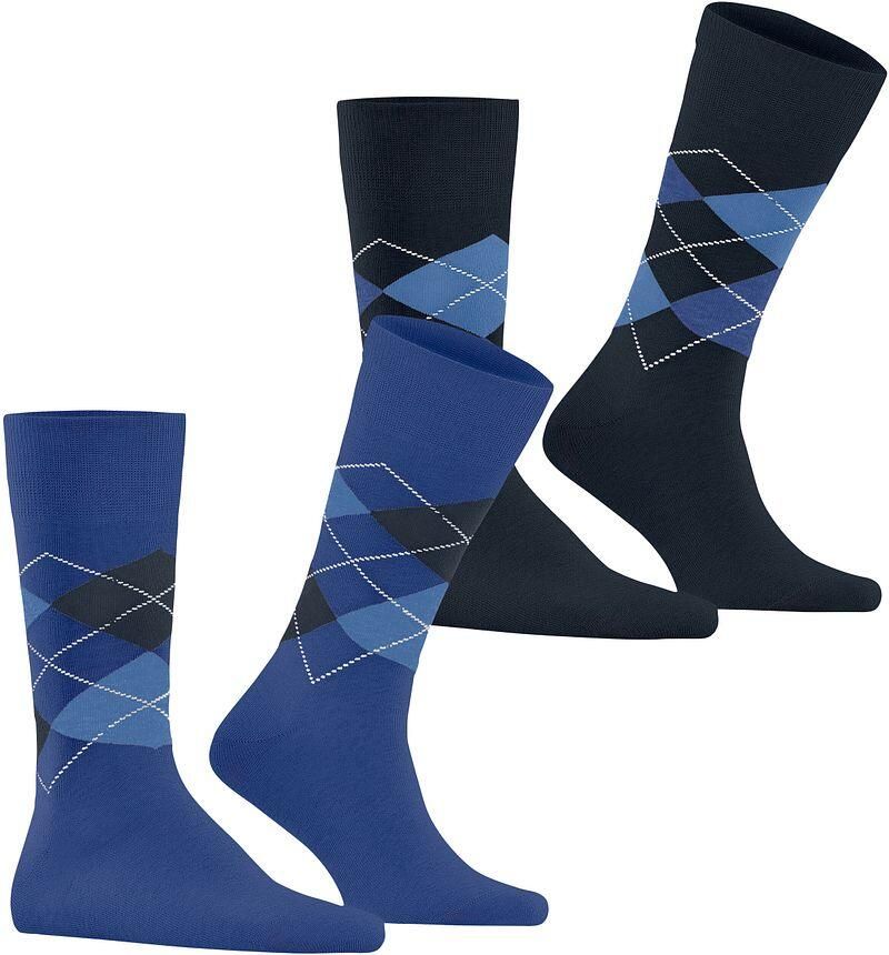 Burlington Sokken met labelapplicatie in een set van 2 paar model 'Everyday Argyle'