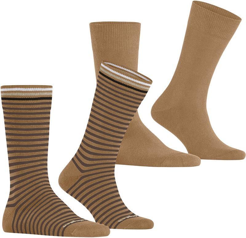 Burlington Socks Everyday 2-Pack Strepen Beige - Foto 3
