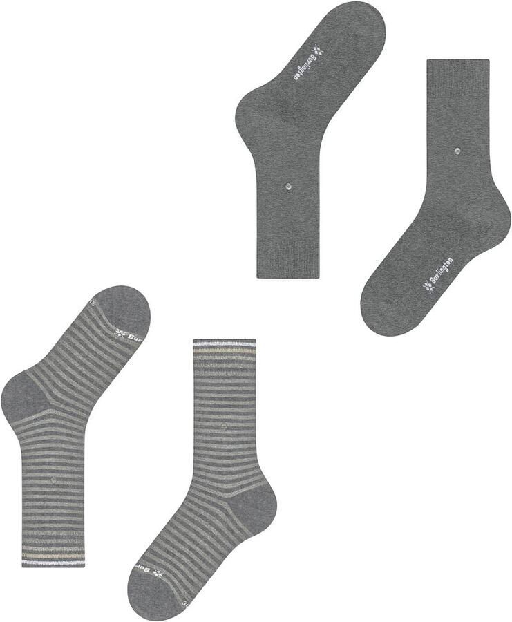 Burlington Socks Everyday 2-Pack Strepen Grijs