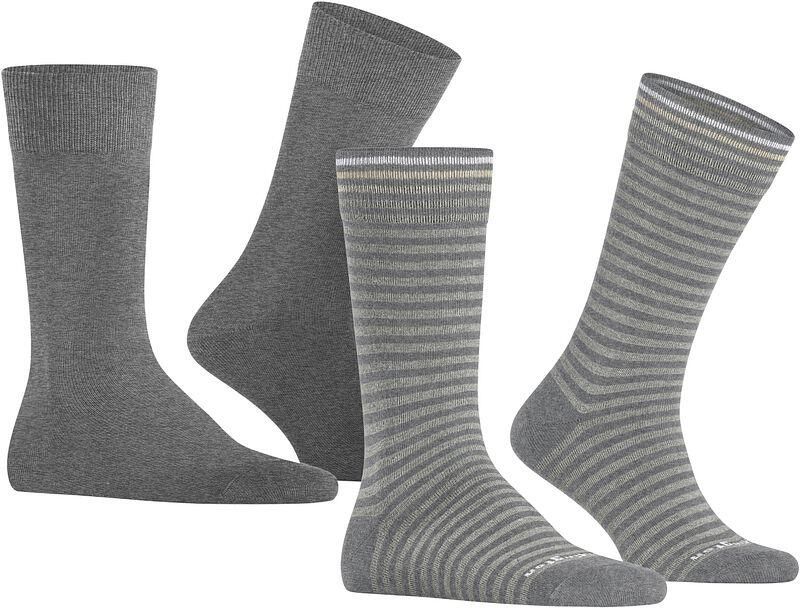 Burlington Socks Everyday 2-Pack Strepen Grijs - Foto 4