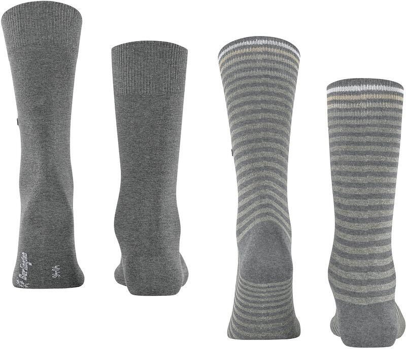 Burlington Socks Everyday 2-Pack Strepen Grijs - Foto 3