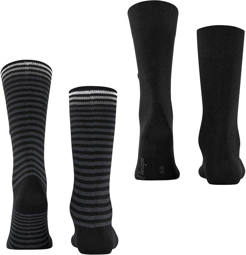 Burlington Socks Everyday 2-Pack Strepen Zwart