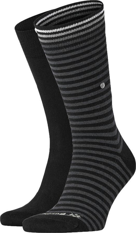 Burlington Socks Everyday 2-Pack Strepen Zwart