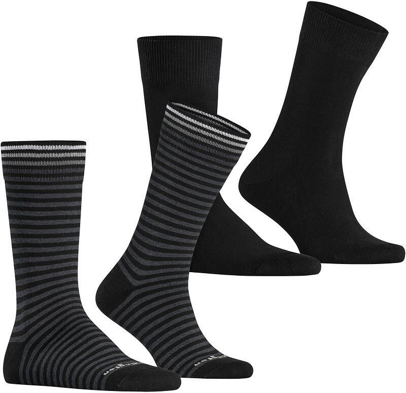 Burlington Socks Everyday 2-Pack Strepen Zwart - Foto 3