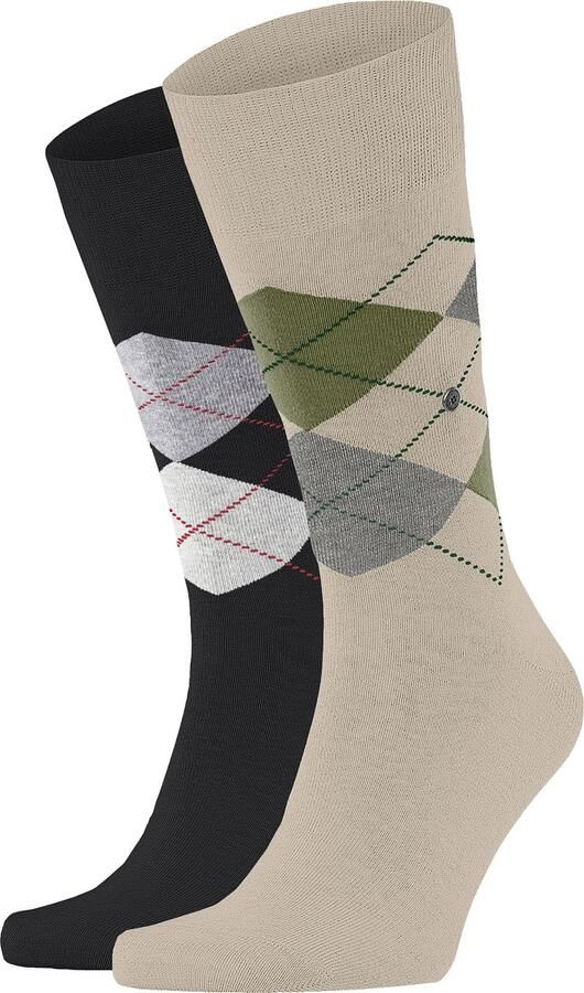 Burlington Panty s Kousen Gift Box Argyle 2-Pack Ruiten Zwart Ecru