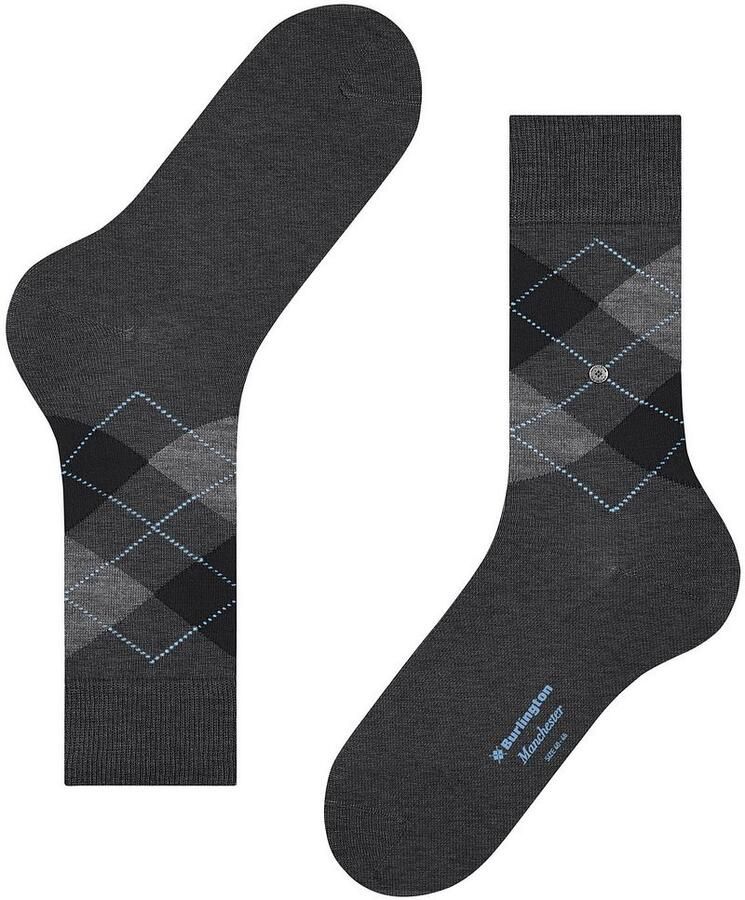 Burlington Socks Manchester Sok Ruit Antraciet 3095 - Foto 2