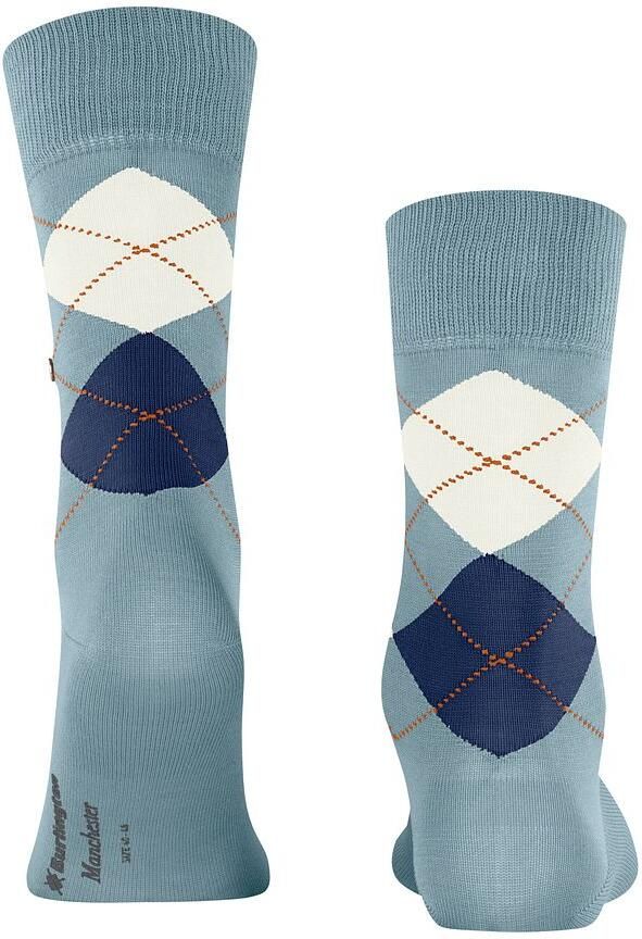 Burlington Socks Manchester Sok Ruit Blauw 6444 - Foto 3