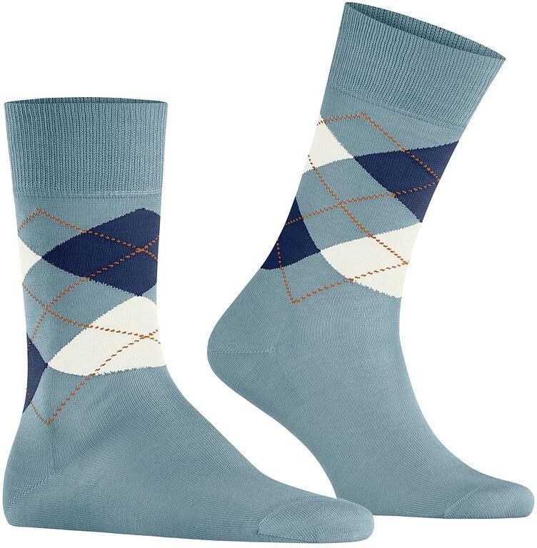Burlington Socks Manchester Sok Ruit Blauw 6444 - Foto 2