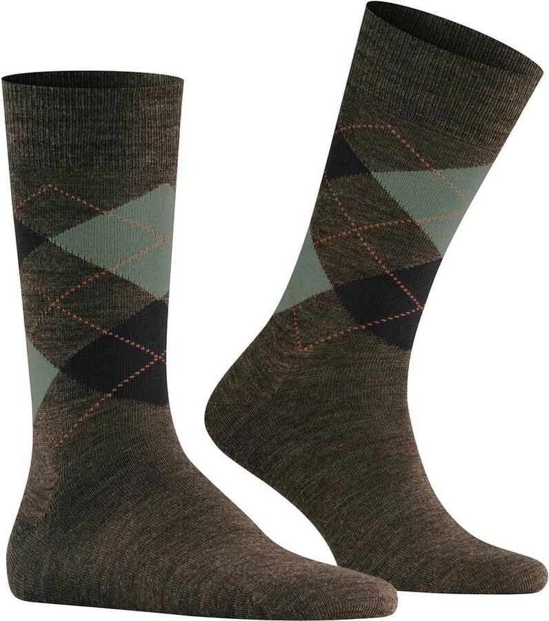 Burlington Socks Wol Edinburgh Melange Groen 7185