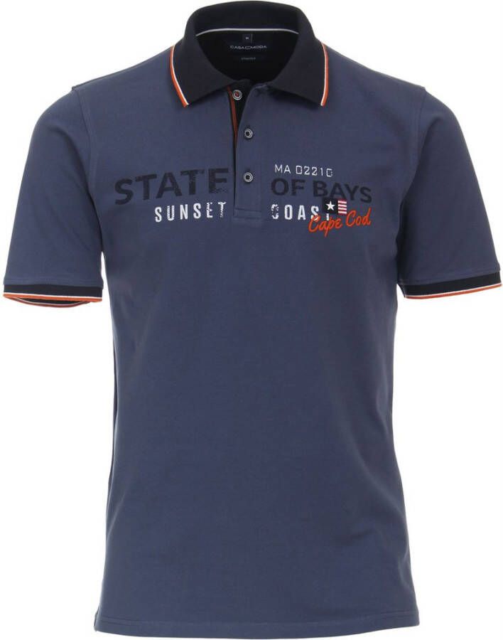 Casa Moda Polo Donkerblauw Print