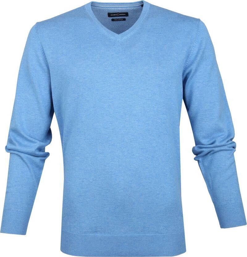 Casa Moda trui v-hals effen blauw