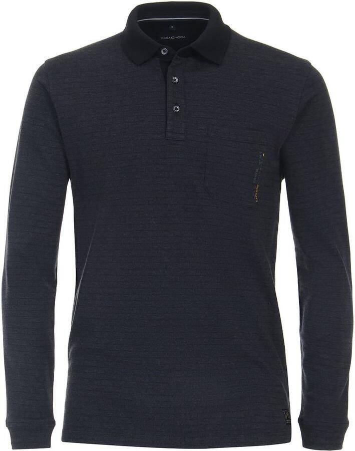 Casamoda Casa Moda Longsleeve Polo Streep Navy