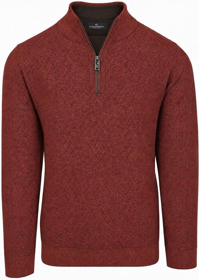 Casamoda Halfzip Trui Structure Melange Brique