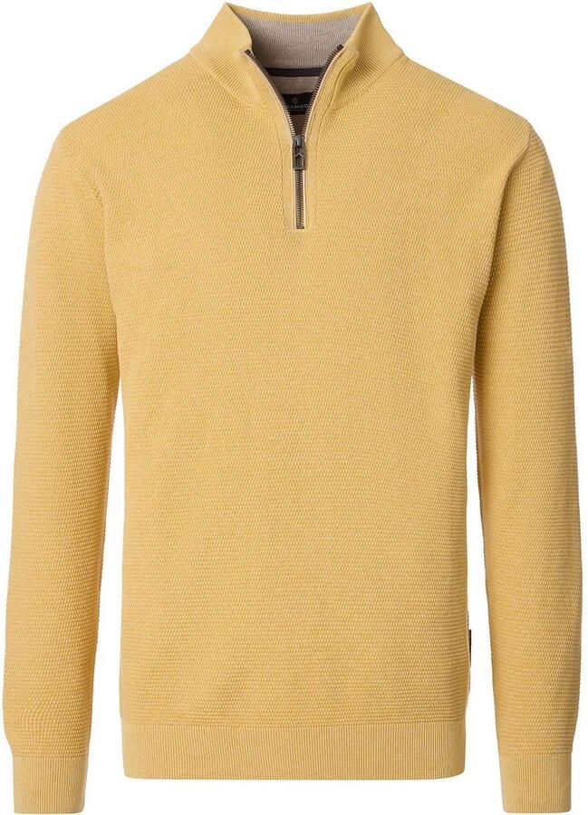 Casamoda Halfzip Trui Structure Melange Geel