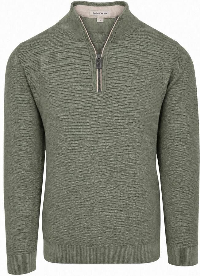 Casamoda Halfzip Trui Structure Melange Groen