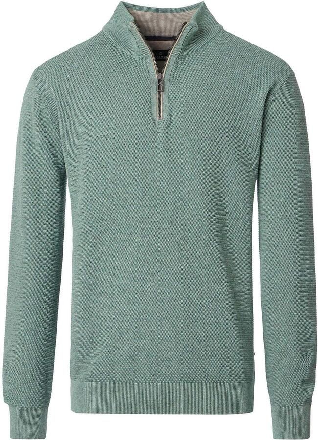 Casamoda Halfzip Trui Structure Melange Lichtgroen