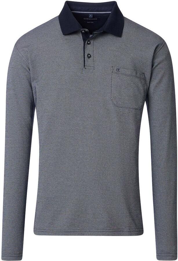 Casamoda Long Sleeve Polo Structure Blauw