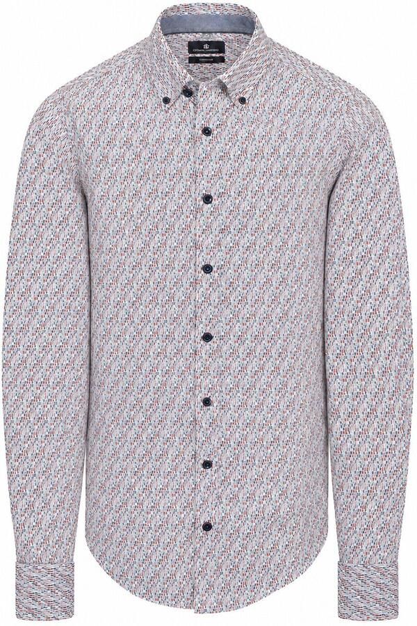 Casamoda Overhemd Print Blauw En Rood