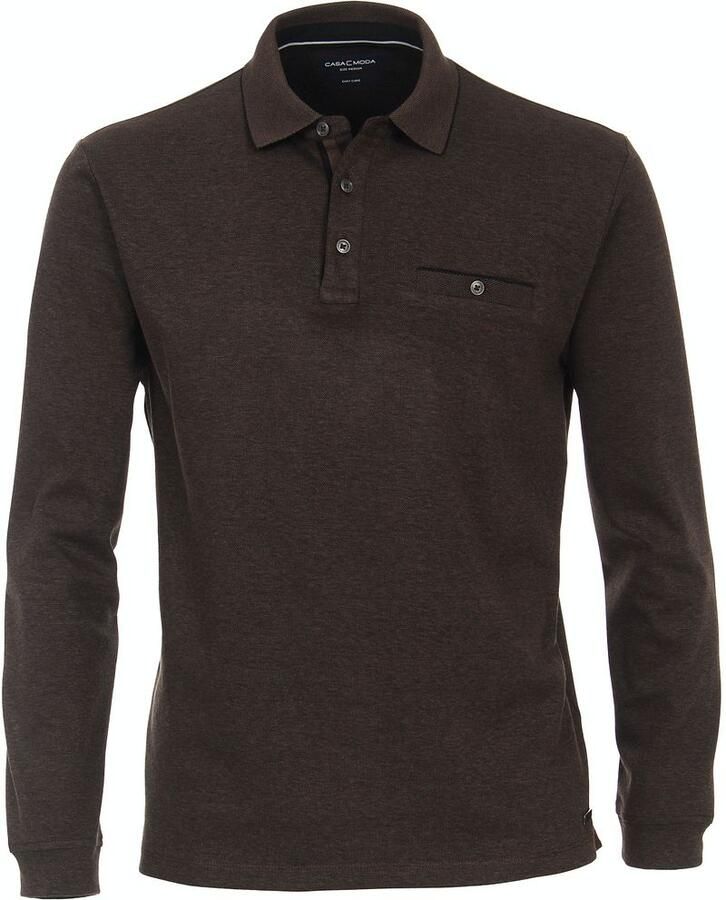 Casa Moda polo wijde fit bruin effen katoen