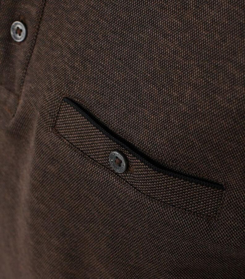 Casa Moda polo wijde fit bruin effen katoen - Foto 2