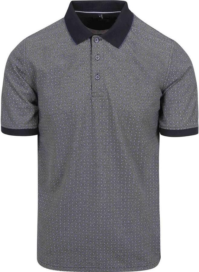 Casamoda Polo Print Grijs Blauw