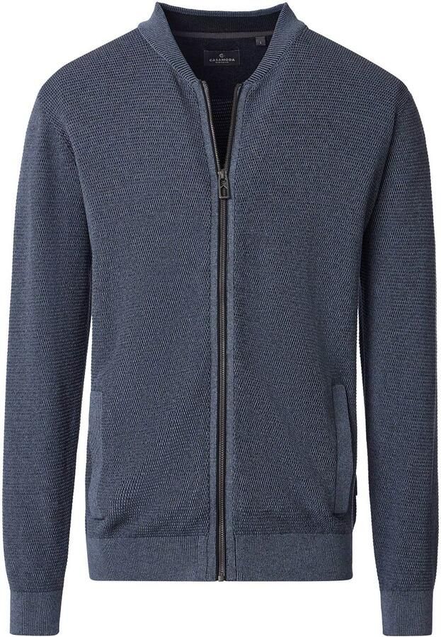 Casamoda Vest Zip Structure Donkerblauw