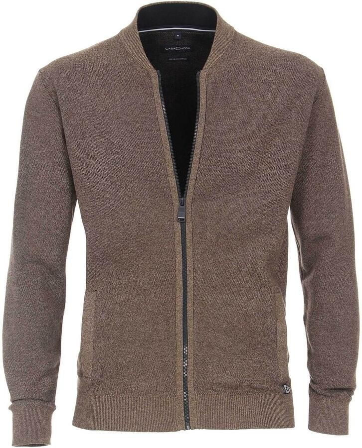 Casa Moda vest opstaande kraag bruin rits