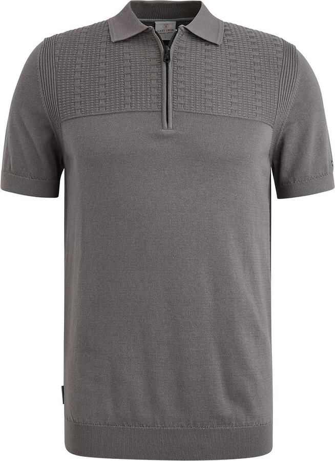 Cast Iron T-shirt Half-Zip Polo Structure Antraciet - Foto 3