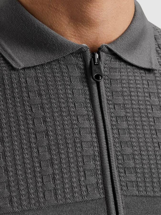 Cast Iron T-shirt Half-Zip Polo Structure Antraciet - Foto 2