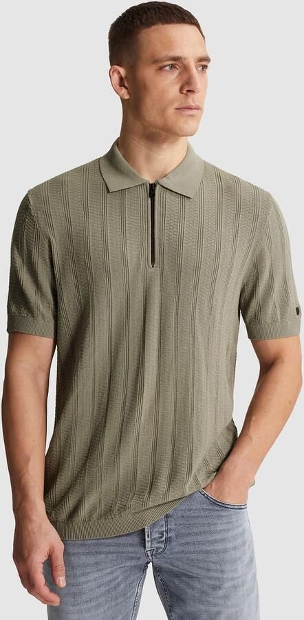 Cast Iron regular polo gebreid grijsgroen - Foto 7