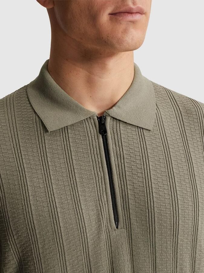 Cast Iron regular polo gebreid grijsgroen - Foto 5