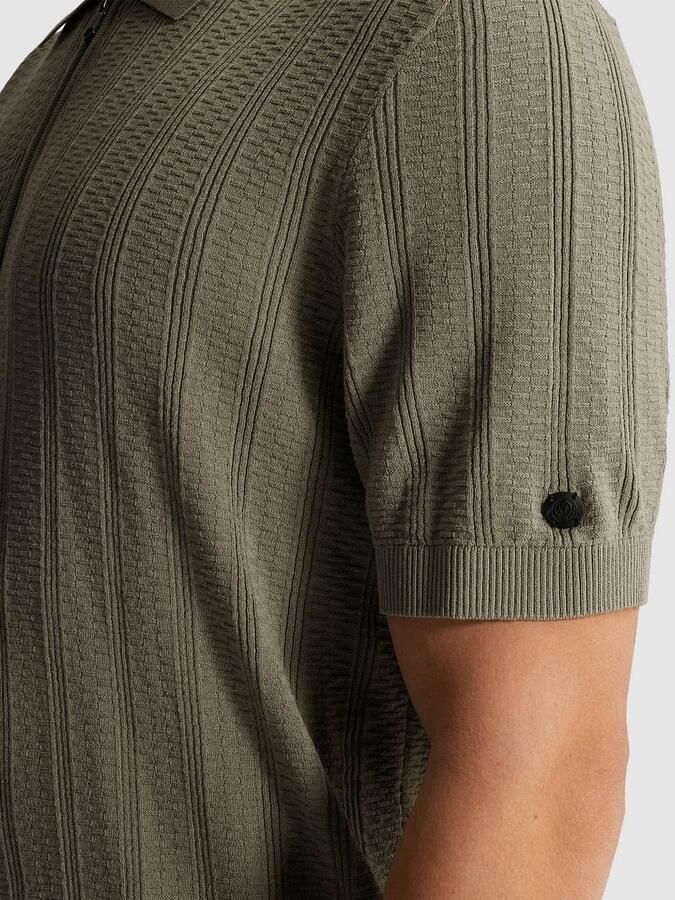 Cast Iron regular polo gebreid grijsgroen - Foto 6