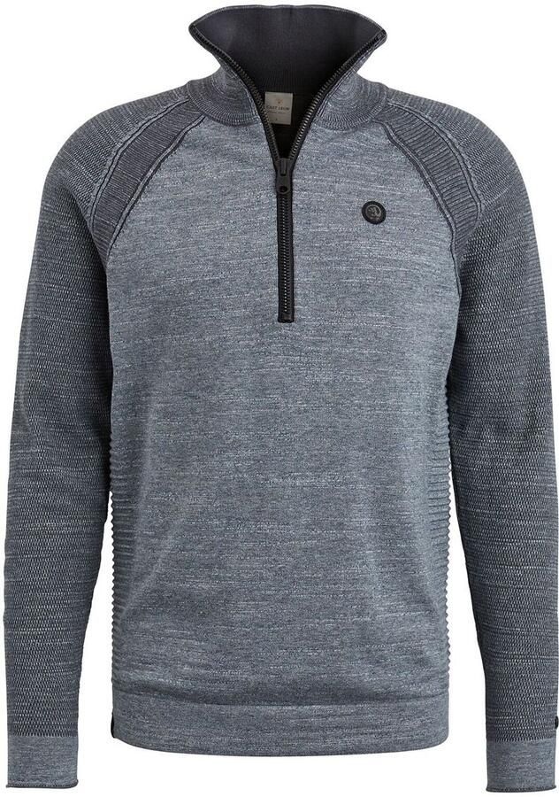 CAST IRON Heren Truien & Vesten Half Zip Collar Cotton Heather Plated Half Zip Donkerblauw - Foto 5
