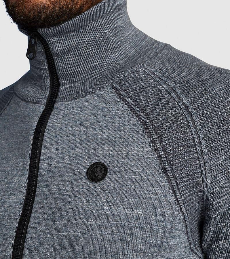 CAST IRON Heren Truien & Vesten Half Zip Collar Cotton Heather Plated Half Zip Donkerblauw - Foto 2
