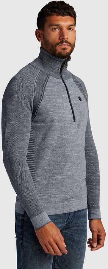 CAST IRON Heren Truien & Vesten Half Zip Collar Cotton Heather Plated Half Zip Donkerblauw - Foto 4