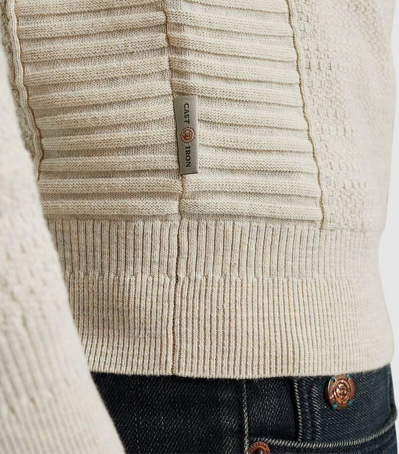 CAST IRON Heren Truien & Vesten Half Zip Collar Cotton Heather Plated Blend Beige - Foto 3
