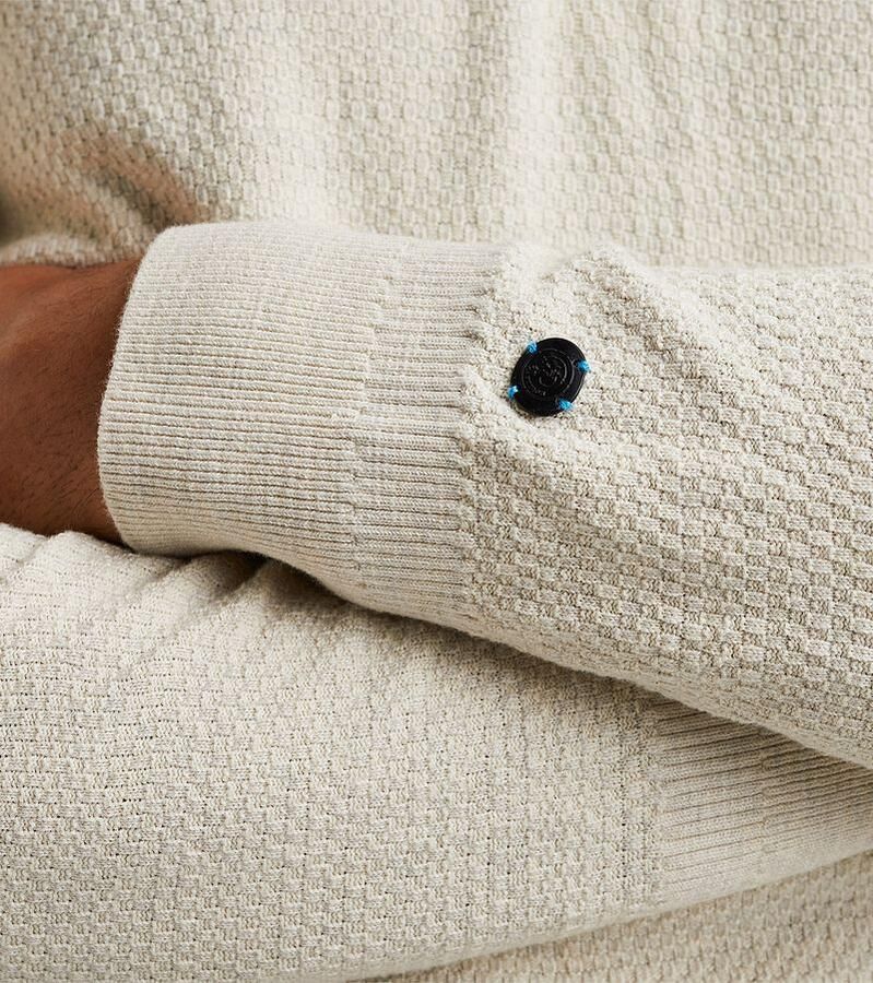 CAST IRON Heren Truien & Vesten Half Zip Collar Cotton Heather Plated Blend Beige