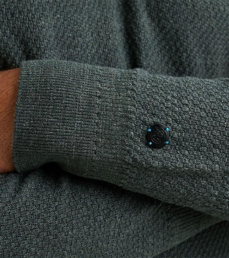 CAST IRON Heren Truien & Vesten Half Zip Collar Cotton Heather Plated Blend Groen