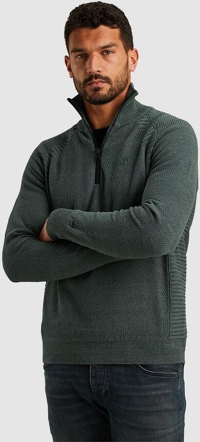 CAST IRON Heren Truien & Vesten Half Zip Collar Cotton Heather Plated Blend Groen - Foto 3