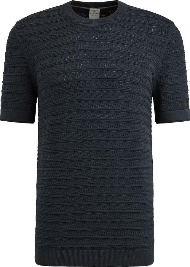 Cast Iron Knitted Jacquard T-shirt Navy