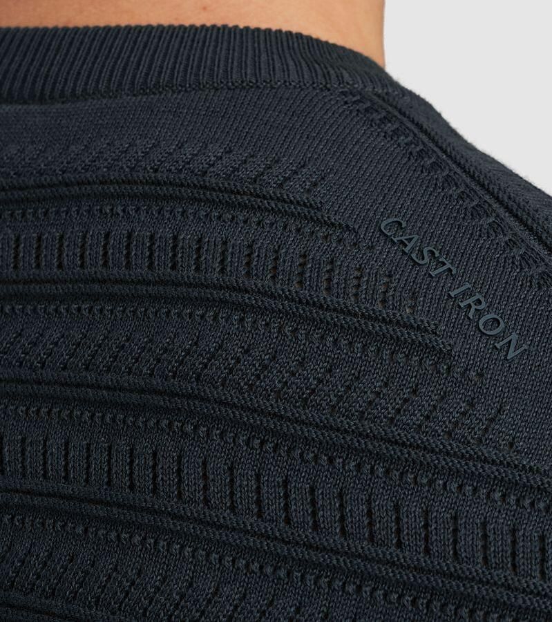 Cast Iron Knitted Jacquard T-shirt Navy - Foto 2