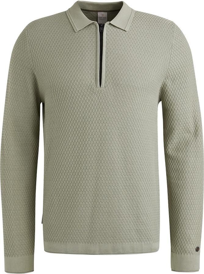 Cast Iron Sweater Long Sleeve Half Zip Poloshirt Structuur Lichtgroen - Foto 11