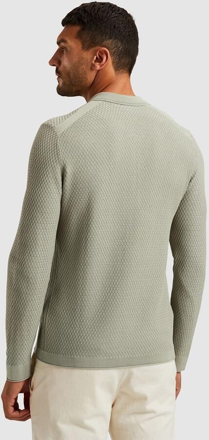 Cast Iron Sweater Long Sleeve Half Zip Poloshirt Structuur Lichtgroen - Foto 10
