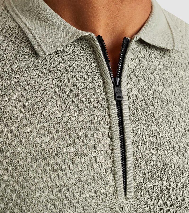 Cast Iron Sweater Long Sleeve Half Zip Poloshirt Structuur Lichtgroen - Foto 8