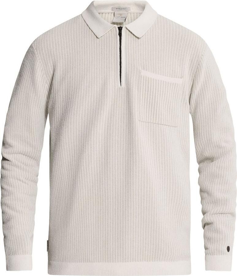 Cast Iron Sweater Longsleeve Half-Zip Polo Chenille White Down - Foto 3