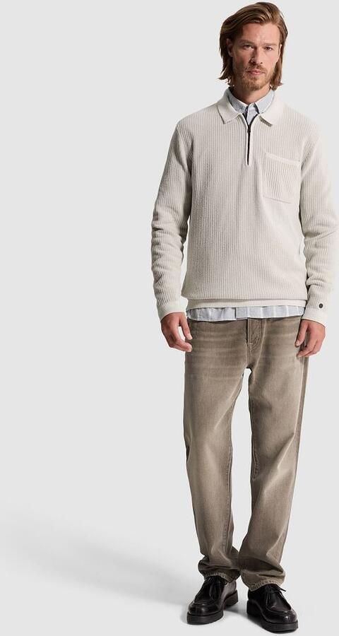 Cast Iron Sweater Longsleeve Half-Zip Polo Chenille White Down - Foto 4