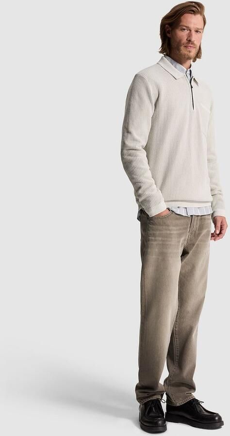 Cast Iron Sweater Longsleeve Half-Zip Polo Chenille White Down - Foto 5