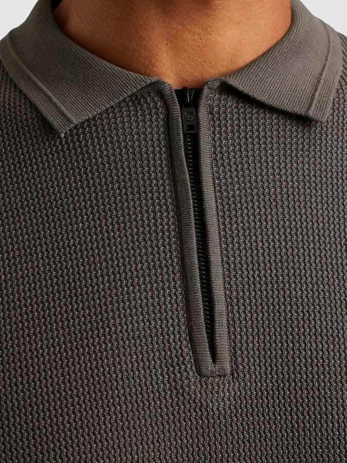 Cast Iron Longsleeve Half-Zip Polo Structure Antraciet - Foto 2